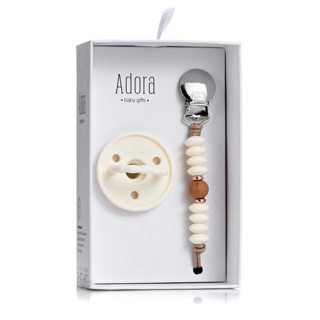 Classic Luggage Dot Pacifier Clip & Pacifier